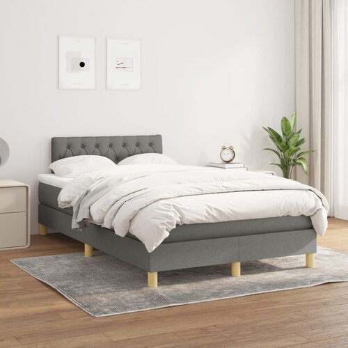 The Living Store Box spring postelja z vzmetnico temno siva 120x200 cm blago - Box Spring Postelja, (21520407) Slike