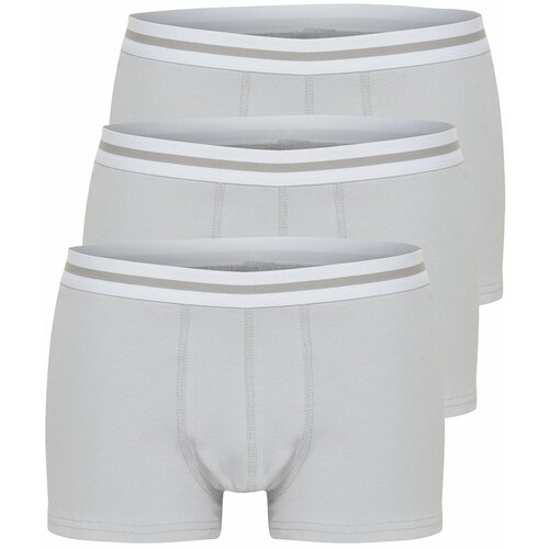 Trendyol Gray Striped Elastic Cotton 3-Piece Camisole Basic Boxer Cene
