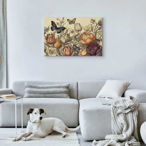  Slika - Colourful tulips on a cream background 30x20 Cene