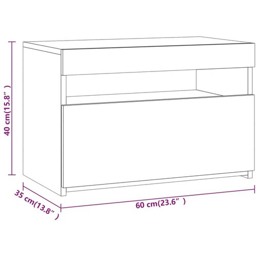  Noćni ormarić s LED svjetlima boja dimljenog hrasta 60x35x40 cm Slike