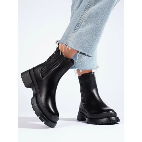 SHELOVET Black Chelsea boots with thick soles
