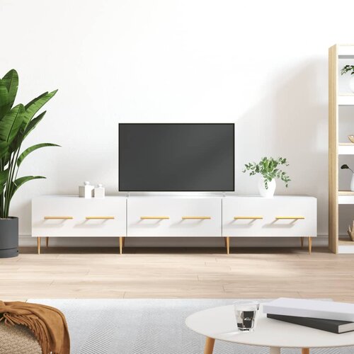 VidaXL TV omarica visok sijaj bela 150x36x30 cm inženirski les Slike