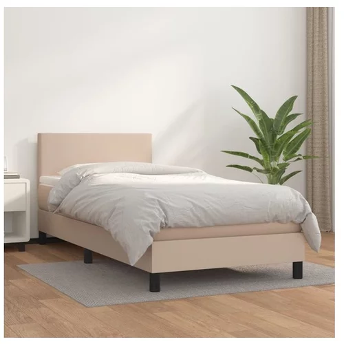  Box spring postelja z vzmetnico kapučino 80x200 cm umetno usnje