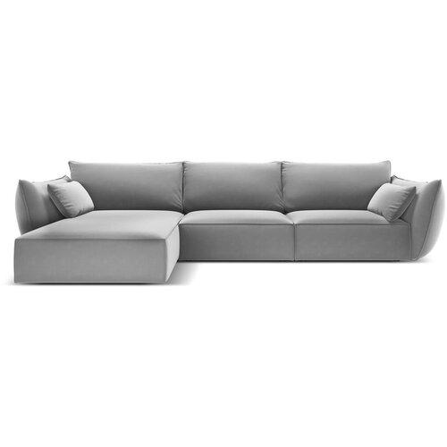 Mazzini Sofas Svetlo siva žametna kotna sedežna garnitura z ležalnikom (levi kot) Vanda &amp;ndash; Slike