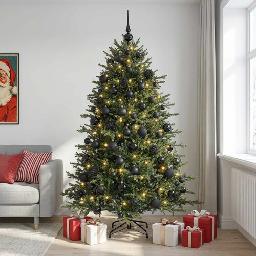  Umjetno božićno drvce s kuglicom 240 cm 300 LED lampica - 240 cm s LED-ima i crnim lopticama Slike