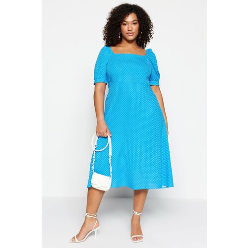 Trendyol Curve Plus Size Dress - Blue - A-line Slike