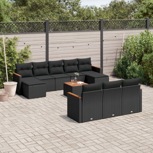  11-dijelni set vrtnih sofa od poliratana s jastucima crni Cijene