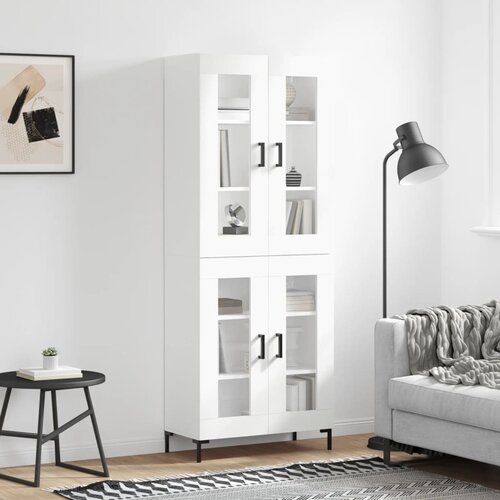 vidaXL Visoka omara bela 69,5x34x180 cm inženirski les Cene