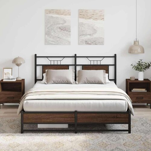VidaXL okvir kreveta bez madraca smeđi hrast 140x200 cm izrađeno drvo Slike