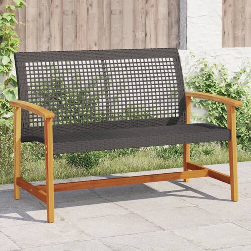 VidaXL Vrtna klupa crna 112 cm od poliratana i bagremovog drva Slike