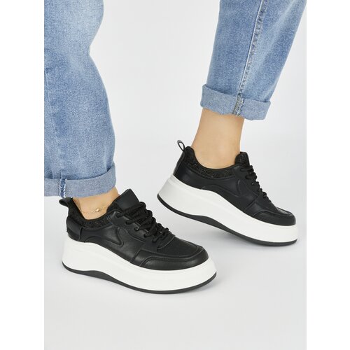 Shelvt Women's black sneakers with a thick sole Slike