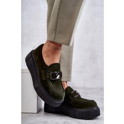 Kesi Fashionable suede shoes on the platform Khaki Marsol Slike