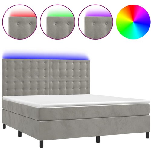 vidaXL box spring postelja z vzmetnico led svetlo siva 160x200cm žamet, (20790177) Cene
