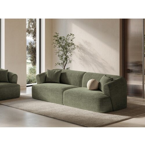 Cosmopolitan Design Zelena sedežna garnitura iz rebrastega žameta 255 cm Campi &amp;ndash; Slike