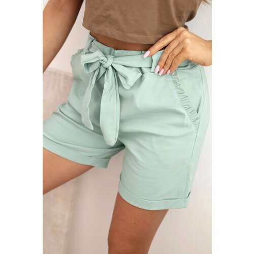 Kesi Włoski Women's shorts with bow and frills dark mint Cijene
