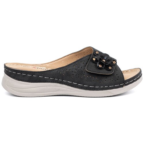 SEASTAR Black women's flip-flops with a decorative flower Cene