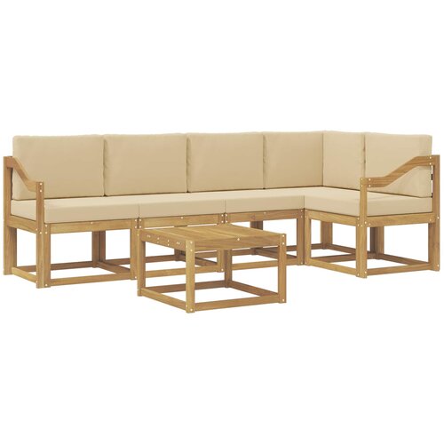 vidaXL Zunanja garnitura za sedenje z blazino 6 pcs Bela in bež, (5000281573) Cene