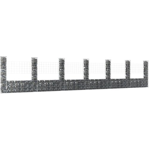 vidaXL Gabion košara U-oblike s 7 stebri železo 740x20x150 cm Cene