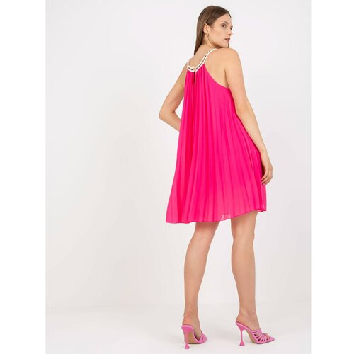 Fashion Hunters Fuchsia mini one size pleated dress for the summer Cene