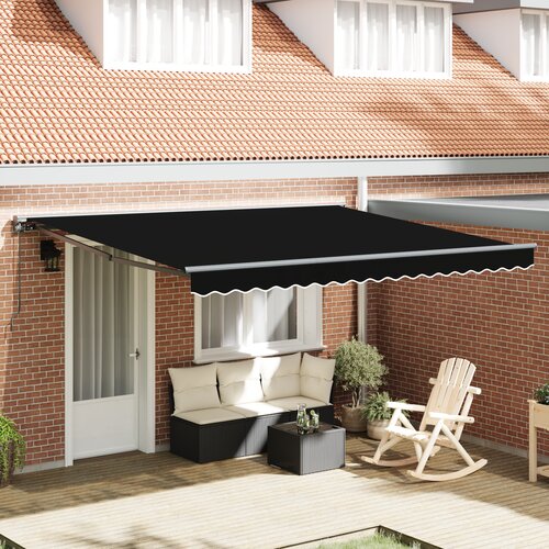 vidaXL Skrovita tenda Crna 400x300 cm Aluminij i poliester Cene