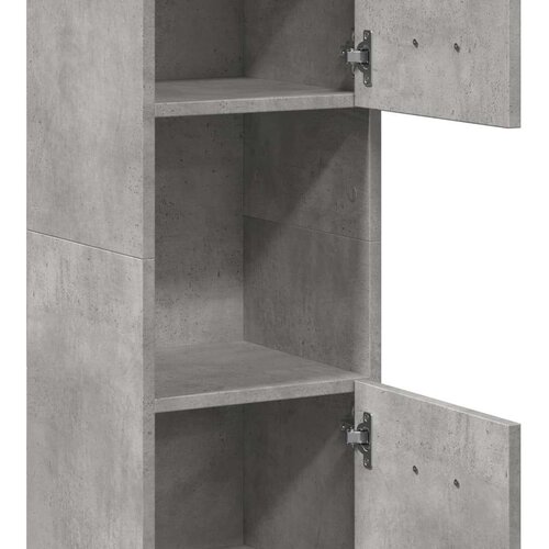 VidaXL Kopalni&amp;scaron;ka viseča omarica betonsko siva 30x30x130 cm inž. les Slike