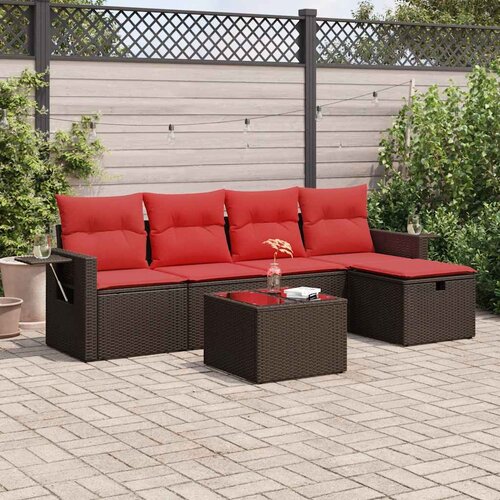 vidaXL 6-dijelni set vrtnih sofa od poliratana s jastucima smeđi Cijene