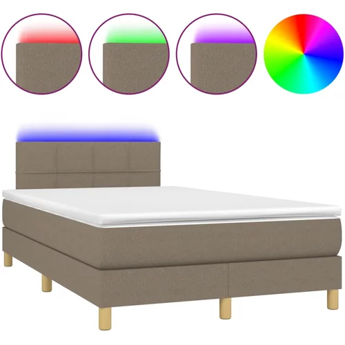 vidaXL Box spring postelja z vzmetnico LED taupe 120x190 cm blago, (21111901)