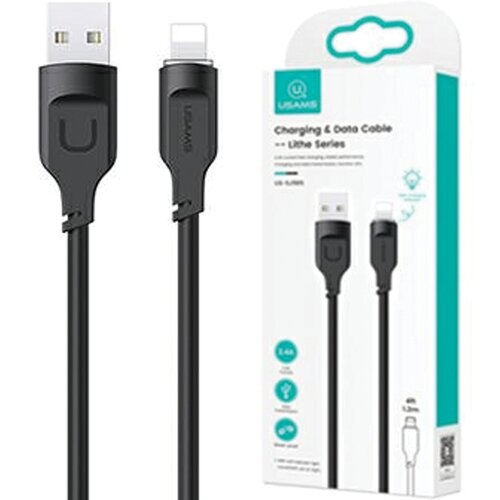 Usams LIGHTNING CABLE 2.4A 1.2M FAST CHARGING LITHE ZA IPHONE ČRN, (21980492) Cene