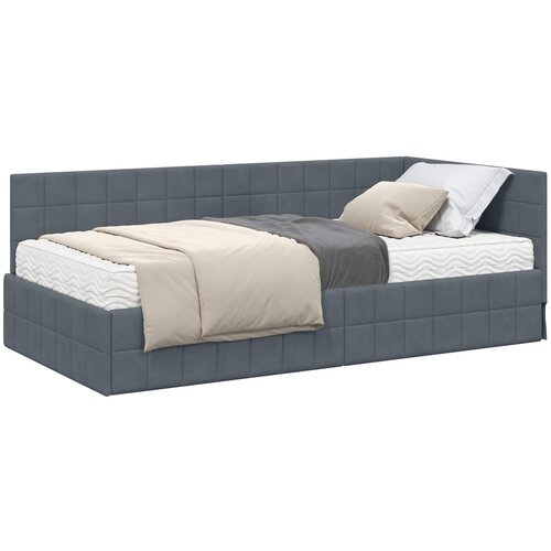 vidaXL Kotni okvir postelje z matrico z vzglavjem 2 pcs Siva Žamet, (5000162890) Cene