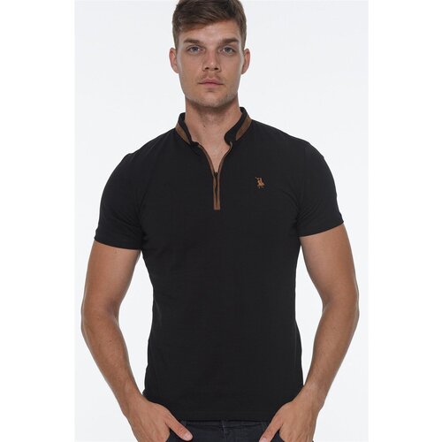 Dewberry T8571 ZIPPER MEN&amp;#039;S T-SHIRT-BLACK Slike