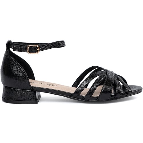 GOODIN Elegant black low-heeled sandals Slike