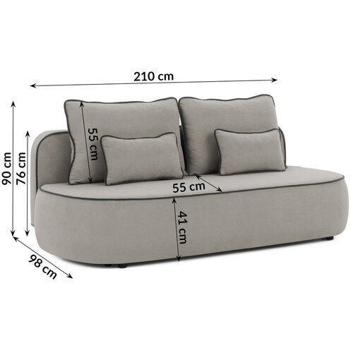 Ropez Crna/siva bar&amp;scaron;unasti sklopiva/s prostorom za odlaganje sofa 210 cm Saga &amp;ndash; Slike