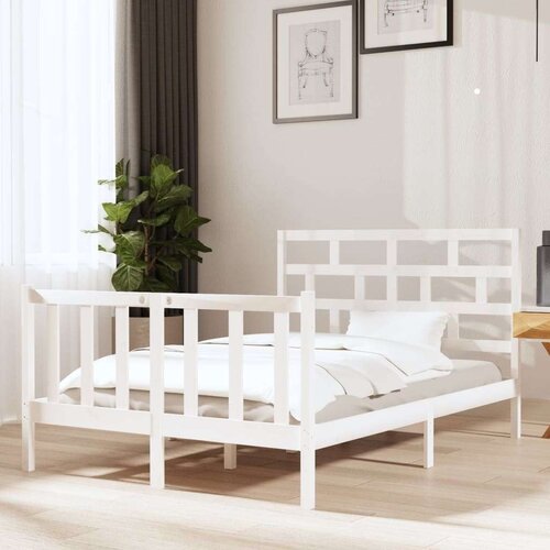  Posteljni okvir bel iz borovine 140x190 cm, (20643145) Slike