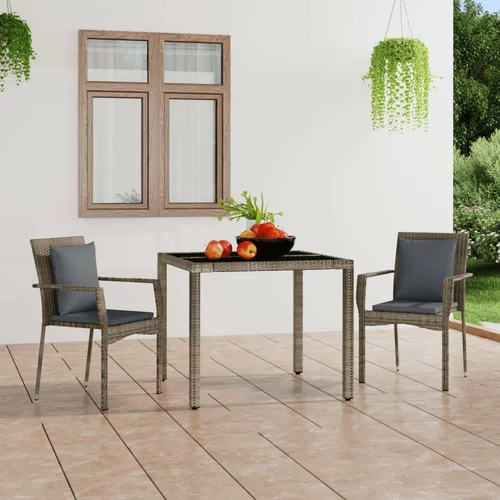  Vrtni stoli z blazinami 2 kosa poli ratan sive barve, (20668084)