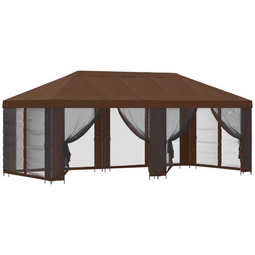 vidaXL Paviljon s stenami 6 x 3 m Rjava Poliester in jeklo 190, (5000218825) Cene