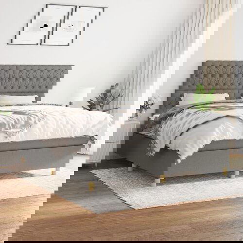 The Living Store Box spring postelja z vzmetnico temno siva 180x200 cm blago - Box Spring Postelja, (21517725) Slike