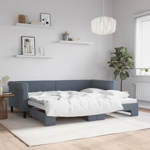 VidaXL Izvlečna dnevna postelja temno siva 90x200 cm žamet Slike