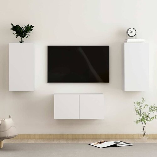  3-dijelni set TV ormarića bijeli od konstruiranog drva Cijene