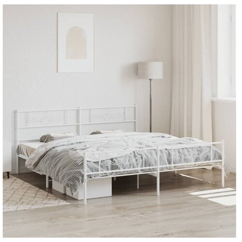 vidaXL Metalni okvir kreveta uzglavlje i podnožje bijeli 193x203 cm Cijene