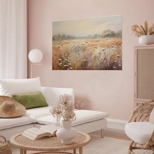  Plakat Impressionist meadow – field landscape in a pastel colour palette 60x40 Cene