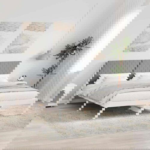  Konstrukcija postelje Bela 150 x 200 cm Masivno borovo les, (5000084148) Slike