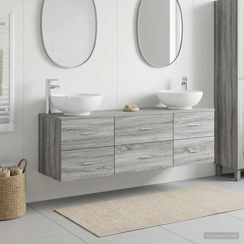  Set namje&scaron;taja za kupaonicu 3 kom. Siva Sonoma 49,5 x 44,5 x 65 cm Cijene