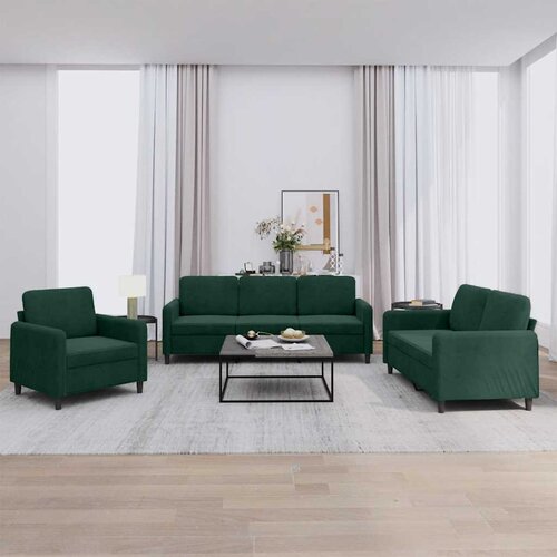  3-dijelni set sofa tamnozeleni bar&scaron;unasti Cijene
