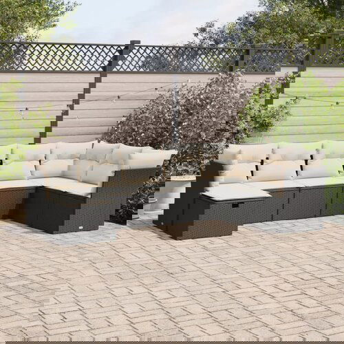 VidaXL 8-dijelni set vrtnih sofa od poliratana s jastucima crni Slike