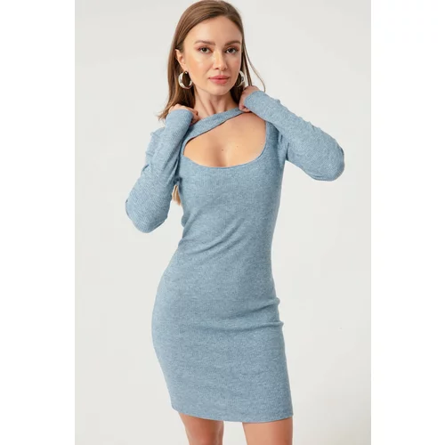 Lafaba Women's Baby Blue Mini Knitted Dress
