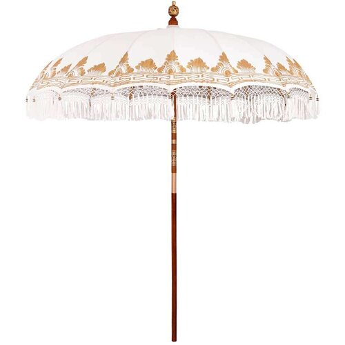 vidaXL Suncobran Krem 210-220 cm Pamuk & Drvo & Bambus Cene