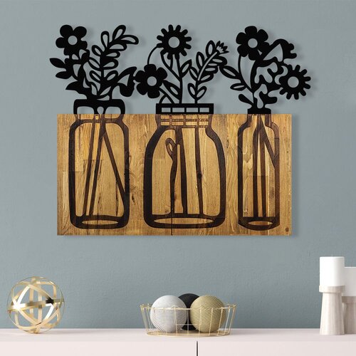 Wallity Zidna dekoracija Cvijet 5, 65x3x52 cm, Crna Cene