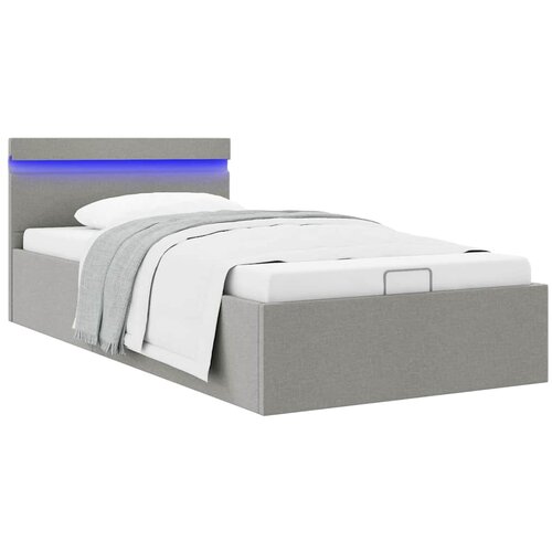 Furnova Dvižni posteljni okvir LED svetlo sivo blago 100x200 cm, (21940797) Slike