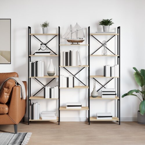 vidaXL Knjižna polica sonoma hrast 156 x 25 x 167.5 cm Konstruiran les Cene