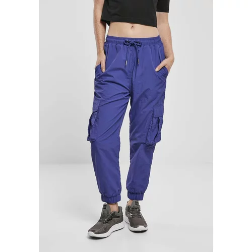 Urban Classics Ladies High Waist Crinkle Nylon Cargo Pants Bluepurple